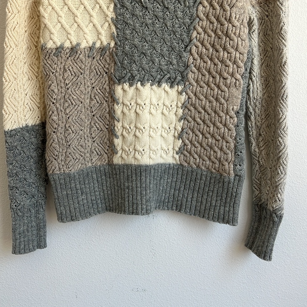 Sundance Lambswool Blend Patchwork Mixed Knit Cow… - image 3